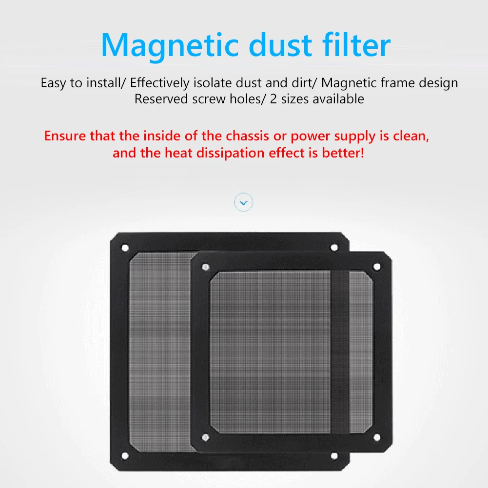 Computer Case Dust Filter 8/9/12/14CM PC Chassis Cooling Dust Filter Soft Magnetic Nylon Frame Dustproof Mesh Cover Anti-dust Computer Case Fan Net Guard