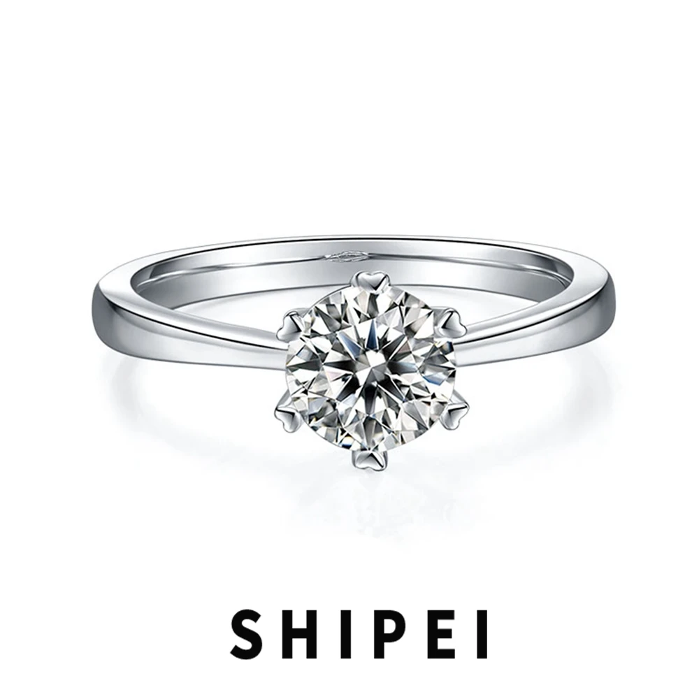 

SHIPEI 6.5MM D Moissanite Diamond Classic Ring Fine Jewelry Engagement Eternity 925 Sterling Silver Anniversary Gift Wholesale