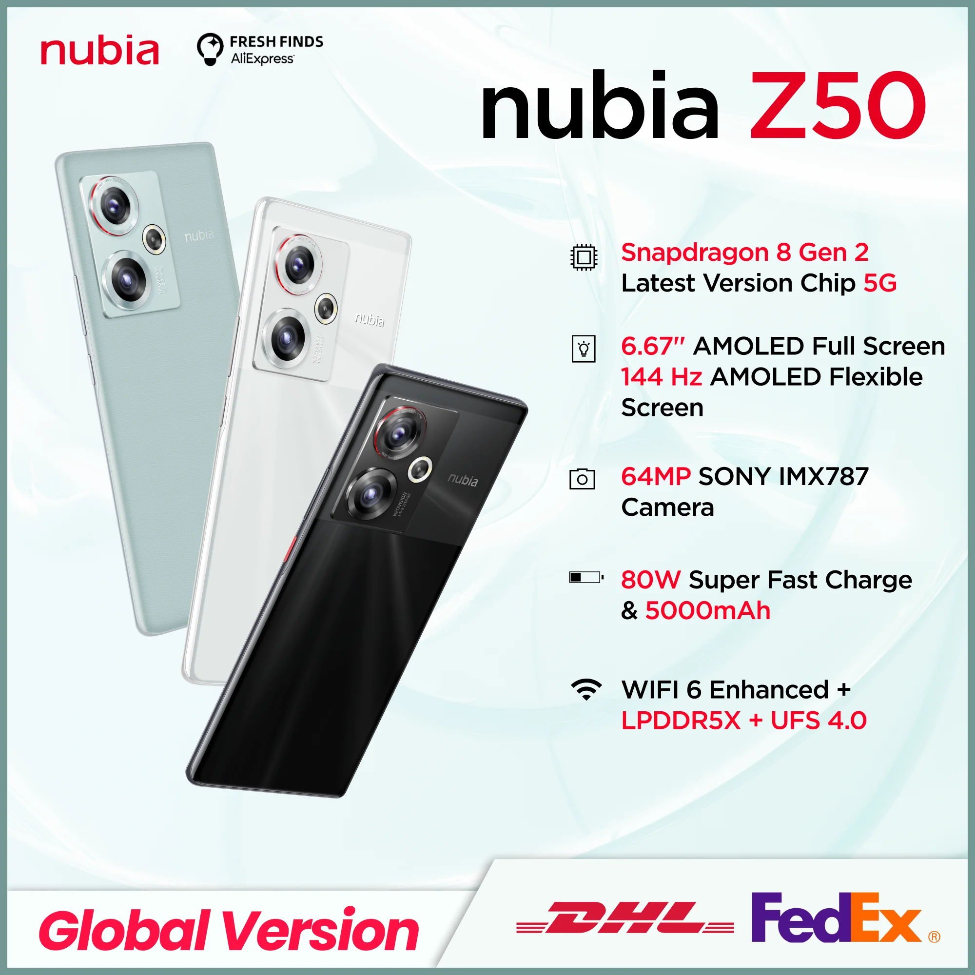 ZTE-Nubia-Z50-5G-SmartPhone-6-67-144Hz-AMOLED-Curved-flexible-display ...
