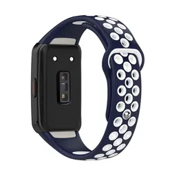 Breathable Silicone Sport Strap for Smartwatch Replacement (Midnight blue white)