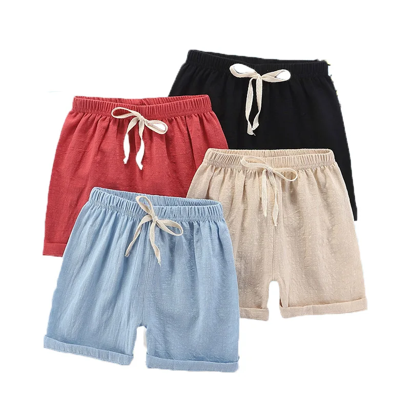 Kids Shorts Children's Summer Short Pants Boy Black Shorts For Teenager Kids Shorts Children's Linen Soft Kids Bottoms Boys Clothes