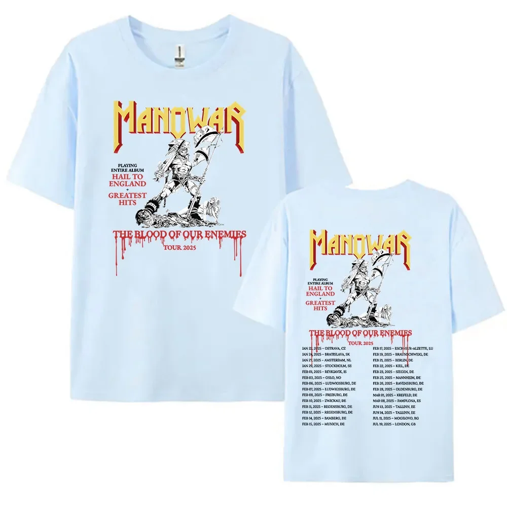 Manowar Hip Hop Band Print Tshirts The Blood Our Enemies Tour 2025 Tees Short Sleeve Cotton T-shirt Women Clothes Graphic Shirt 3