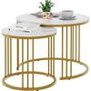 Coffee Table Faux Marble Nesting Table for Small Place 2 Sets Modern Furniture Living Room Sets End Side Table Night Stand 1