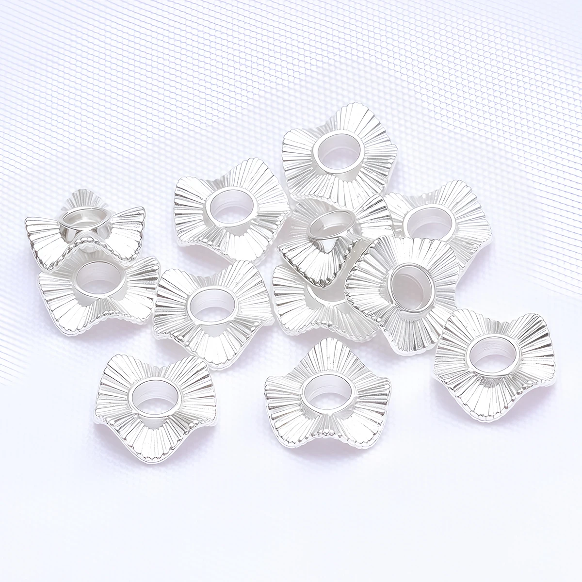 20/30 Stück flache runde Metall-Abstandsperlen, barocke Wellenperlen, vergoldet, 4–10 mm, für Halskette, Ohrringe, Armbänder, Schmuckzubehör – Detail 8