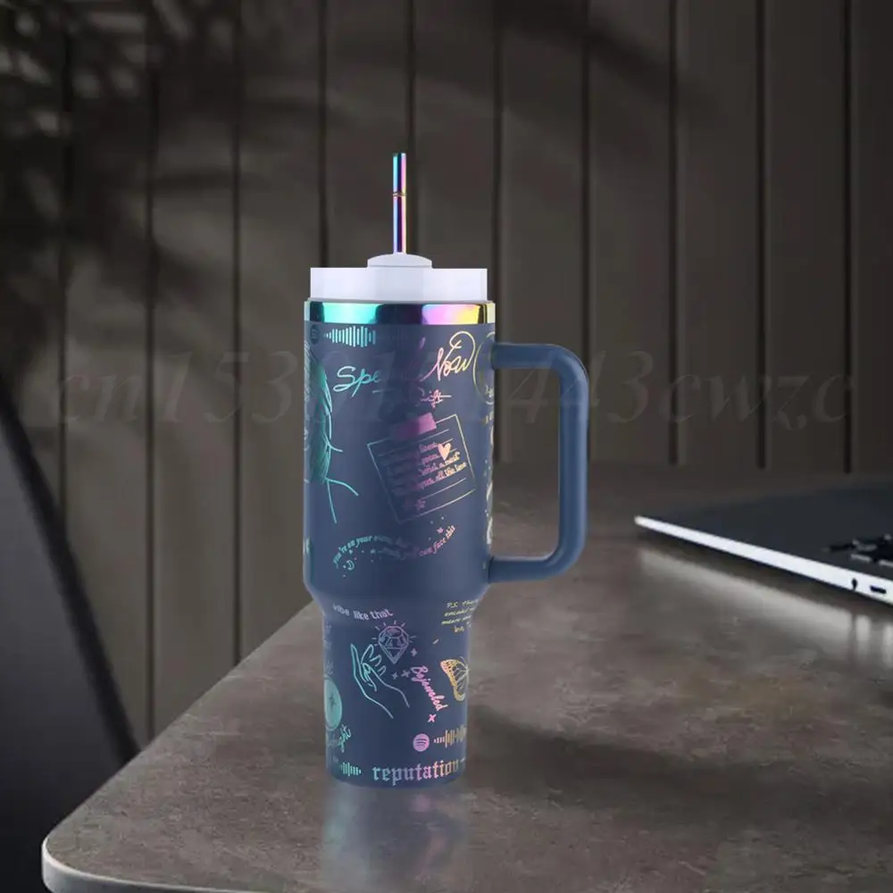 40oz Vacuum Insulated Car Mug Thermal Coffee Car Cup with Straw Stainless Steel Vacuum Insulated Tumbler for Sports Outdoor Tour