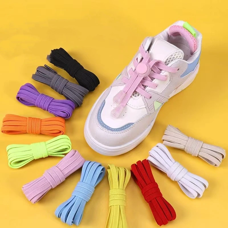 

Spring Lock Shoelaces Without Ties Elastic Laces Sneakers Kids Adult Quick Shoe Laces Rubber Bands Flat No Tie Shoeace Shoes