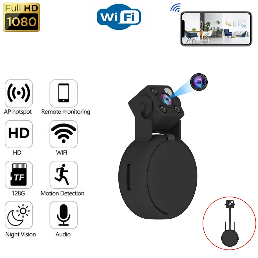 Mini Wireless Wifi Camera Motion Detection Alarm 22Cm Cavo Obiettivo Telescopico All'Aperto Videoregistratore Audio Portatile Videocamera Dvr