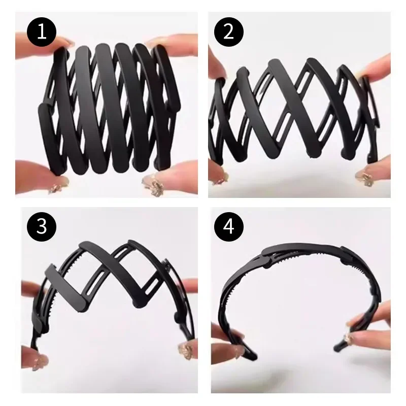 Portable Folding Hair Band Women Solid Color Non-Slip Headband Korean Face Wash Hairband Girls Hair Accessories