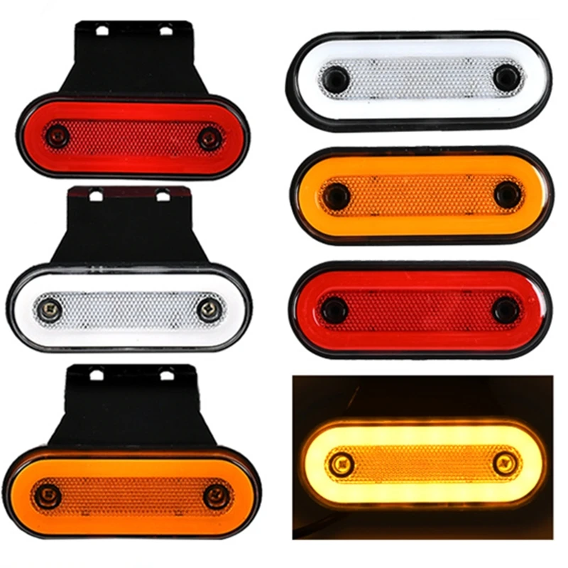 

10pcs 12V 24V Led Side Marker Light with Bracket Truck Clearance Lamp Tail Light Trailer Tractor Lorry Warning Parking Lamp