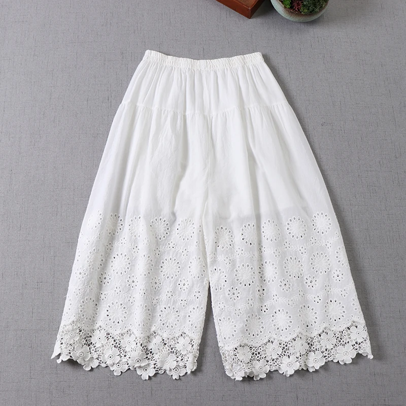Fairy Hollow Out Lace Lolita Loose Wide Leg Pants 2022 Spring Summer FT182 work pants