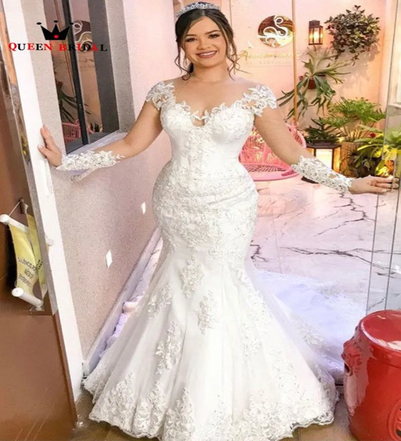 

Сексуальные свадебные платья с длинным рукавом, юбка-годе, фатиновые бусины, Индивидуальный размер DX20