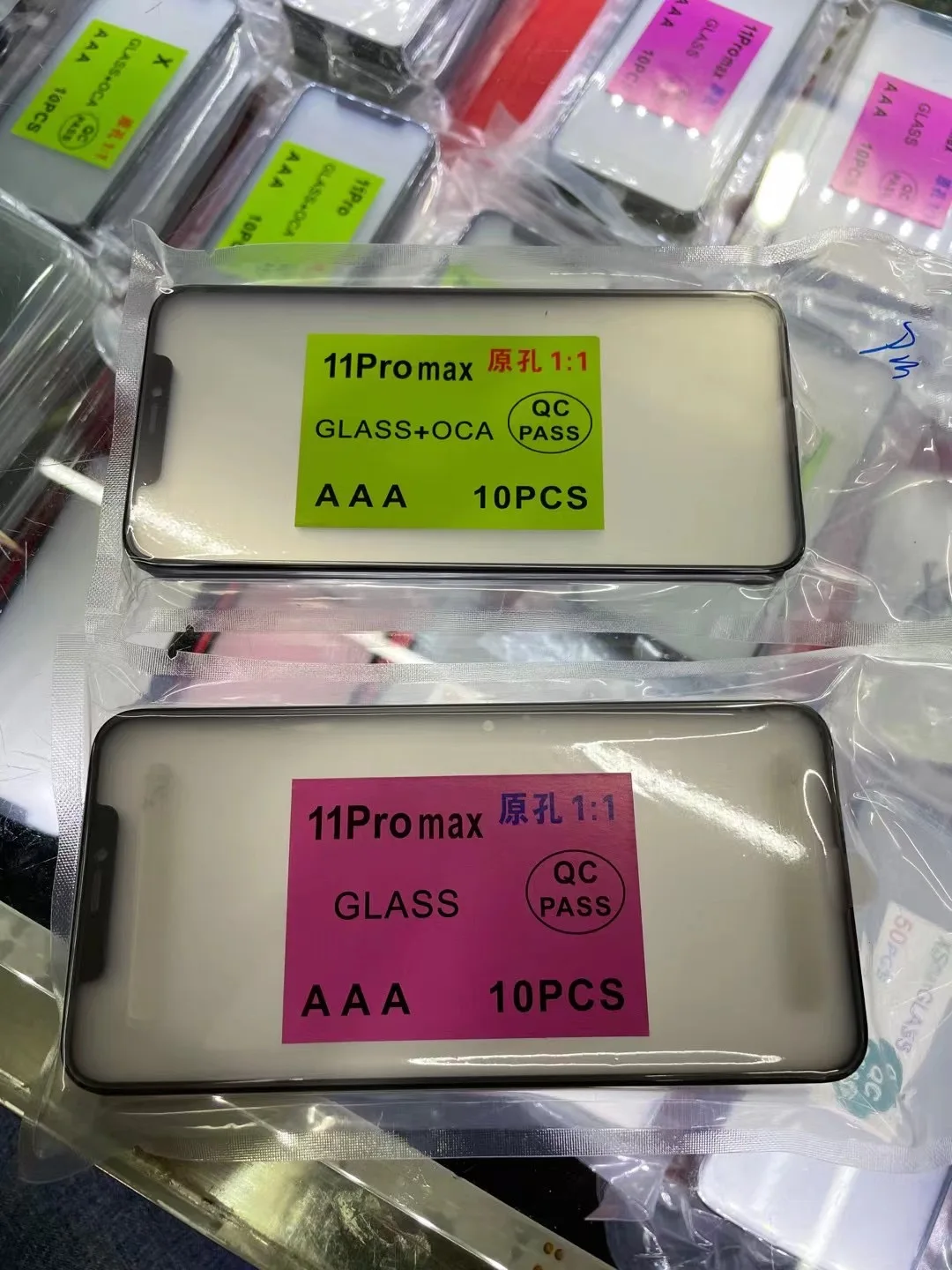 Outer glass With OCA Glue For iPhone 14 15 16 16pro PLUS 13 12 11 pro max mini X XS XR MAX touch lens Screen Replacement 10PCS lcd display replacement