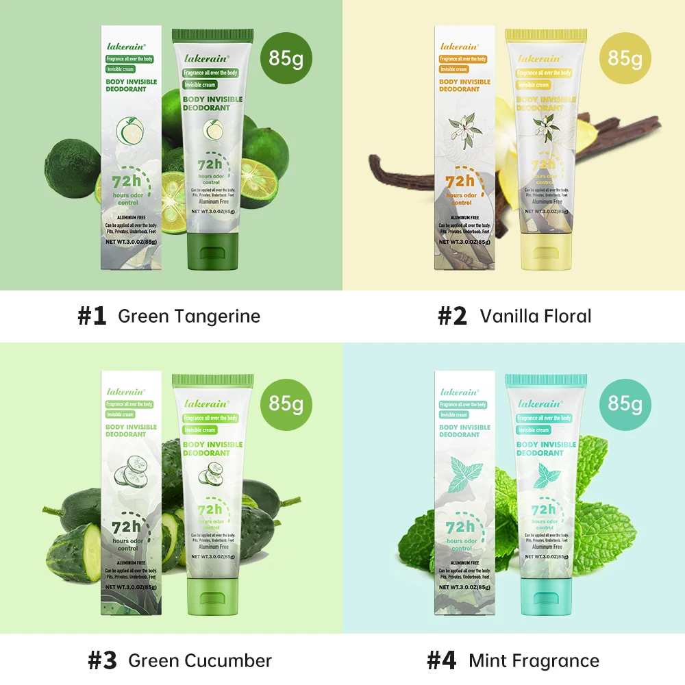 Mint flavor Whole Body Deodorant 72 Hour Odor Control Aluminum Free Baking Soda Free Skin Care