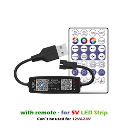 Bluetooth Music APP LED Strip Light Controller with Remote Control and USB 5V Power (USB with Remote)
