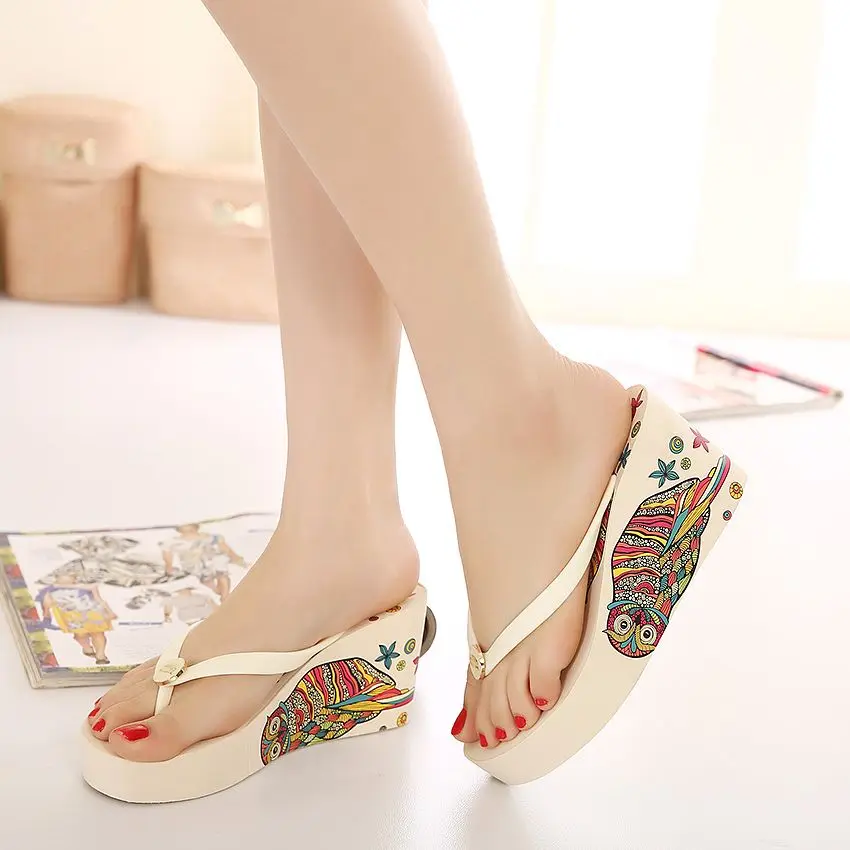 Hot-Fashion-Wedge-Heel-8cm-Comfortable-And-Cute-Flip-Flops-Ladies ...