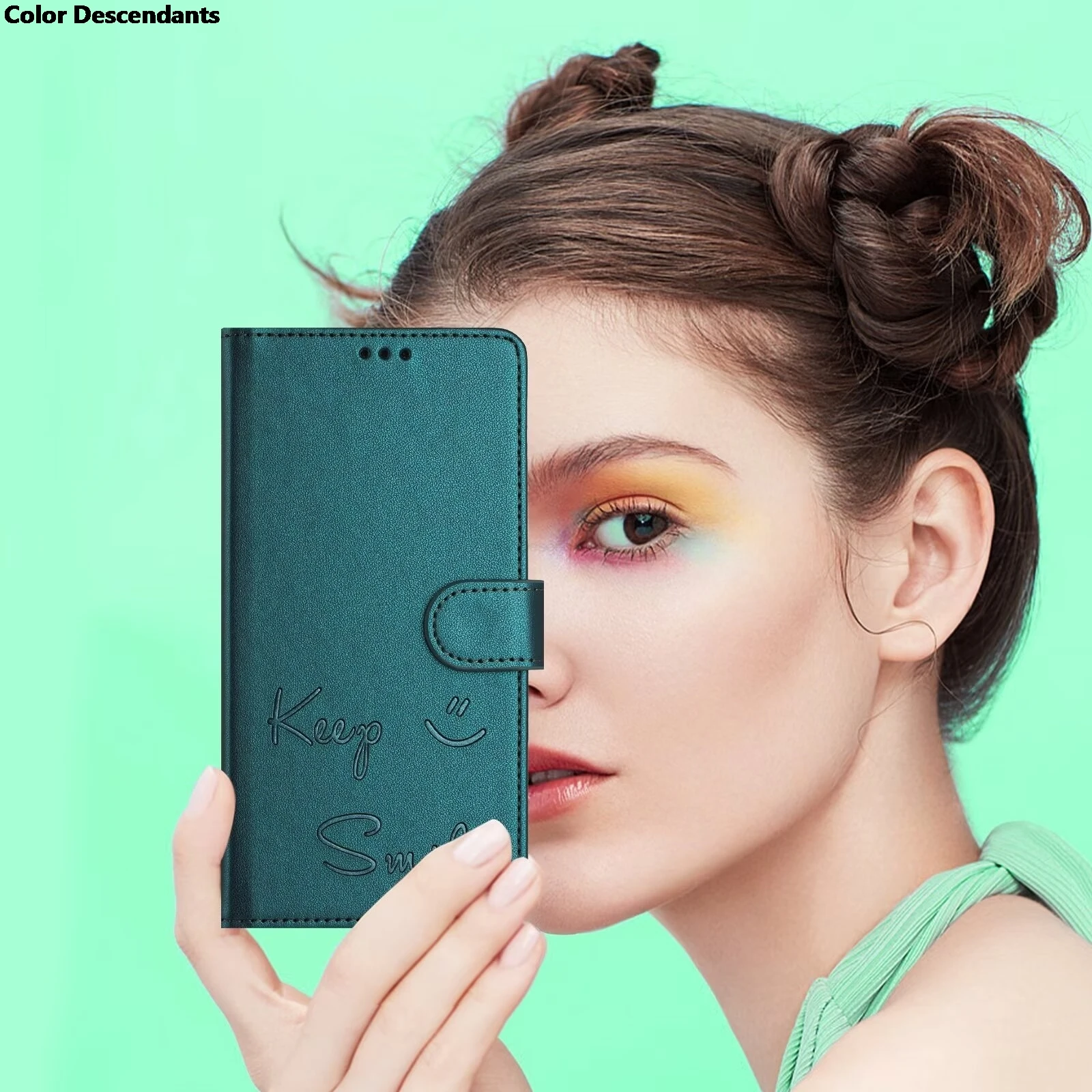 RFID Blocking Leather Flip Cover with Strap - Premium Shockproof Protective Card Holder Case