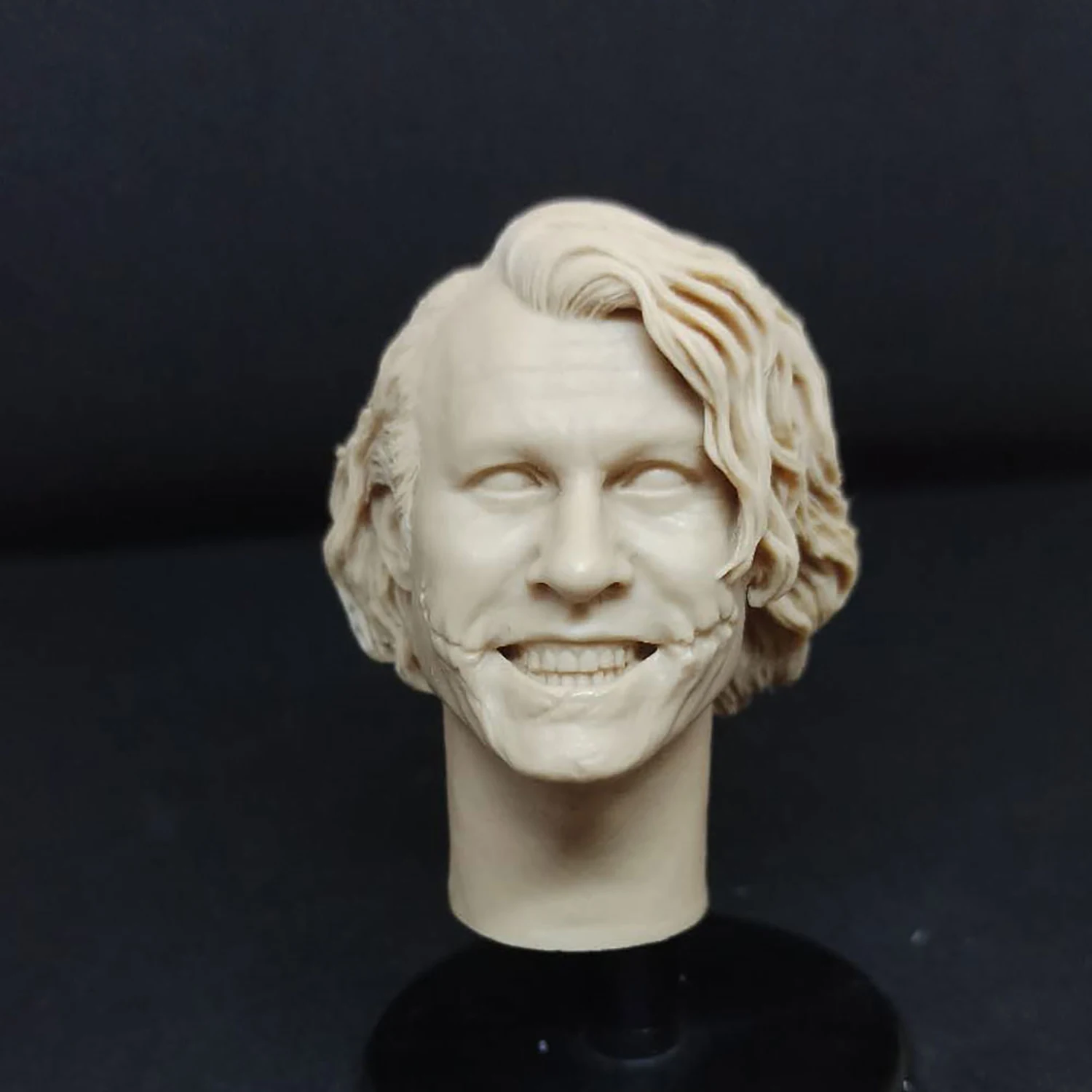 

Unpainted Custom Heath Ledger Head Carved 1/6 Smile Clown Head Model DIY 12'' Hot Toys Action Figure