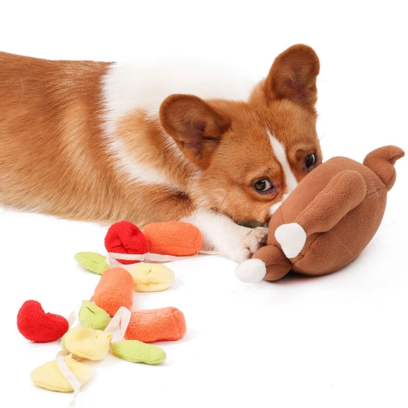 

Dog Plush Toy Snuffle Roasted Turkey Interactive Hide & Seek Foraging Chew