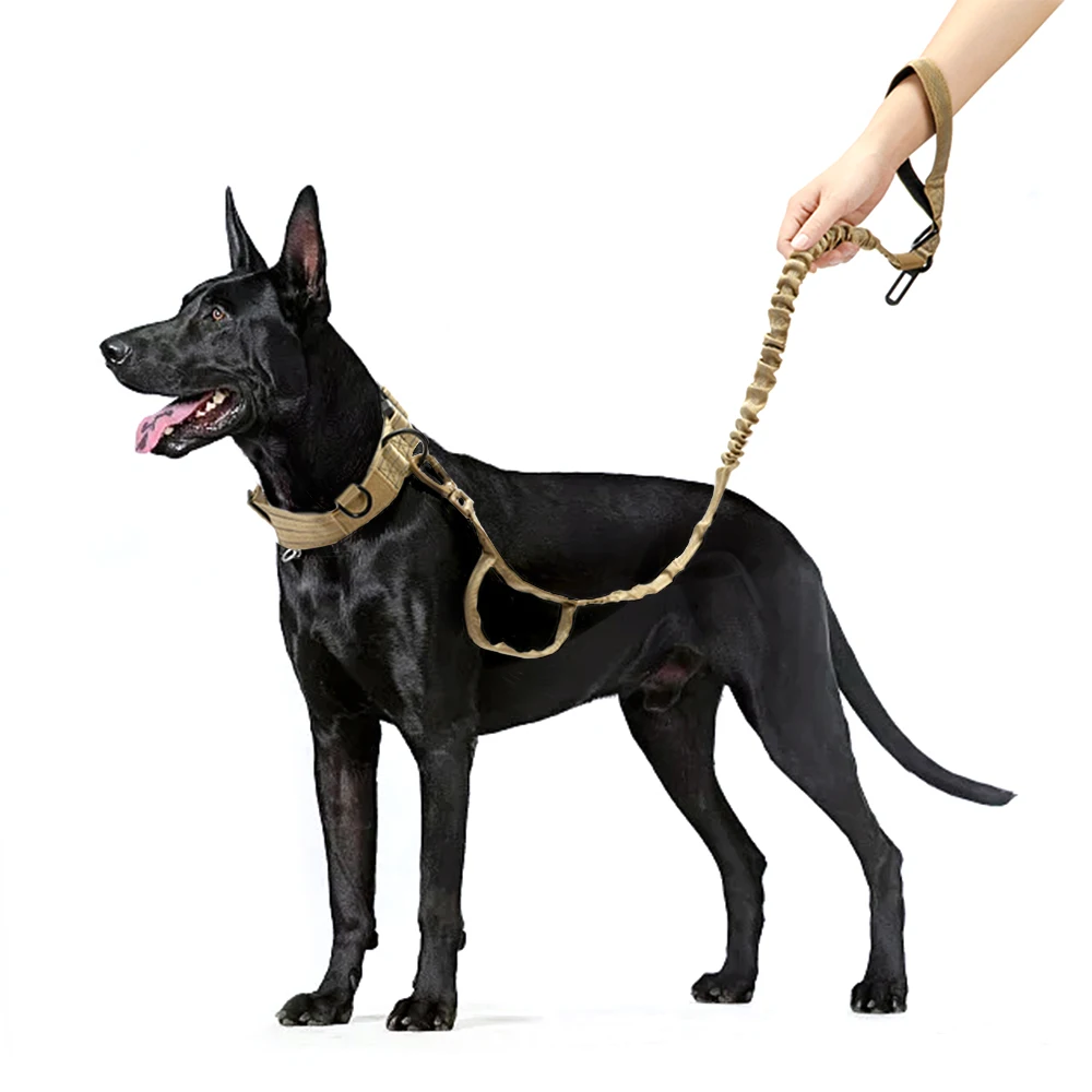 Tactical Dog Leash Elastic Dog Strap No Pull Nylon Reflective Lead