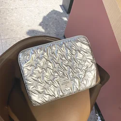 Chic Silver Bow Laptop and Tablet Sleeve - Elegant Protective Pouch for Macbook16 inch (Yinsehudiejie)