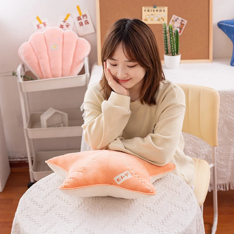 ZU Under Sea Theme Cute Shell Starfish Plush Pillow Sea Star Soft Stuffed Toys Kawaii Pink Room Party Decor 4