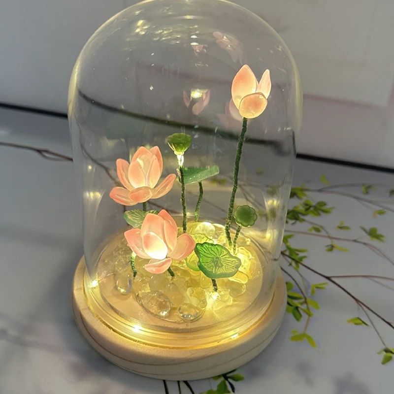 DIY Handmade Night Light Bedside Light Home Decoration Lotus Nightlight Birthday Gift Lotus Material Package