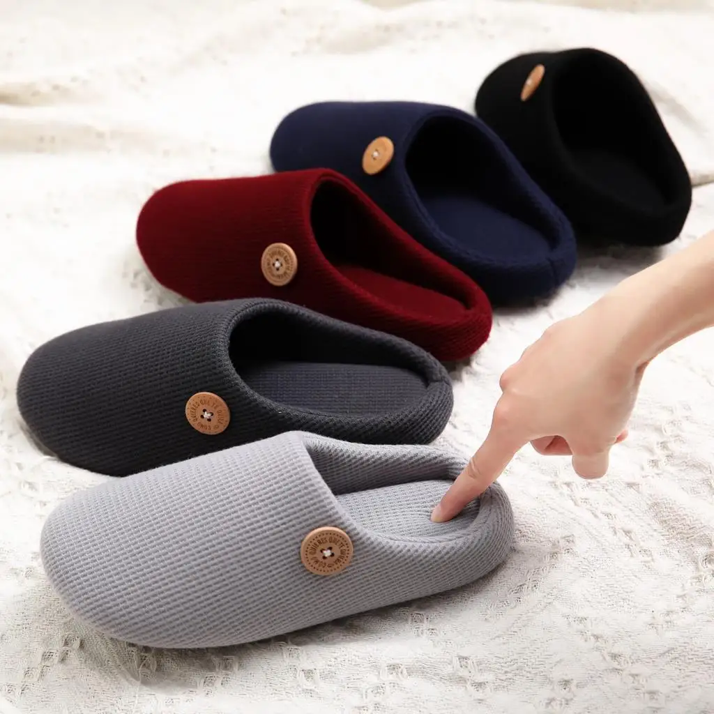 Winter Breathable Cotton Blend Men Slippers