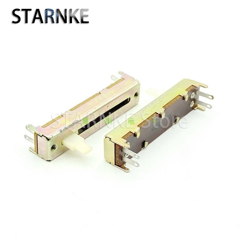 2PCS 50mm Single 4Pin B5K Straight Slide Potentiometer Amplifier Audio Mixer Sound And Light Adjustment Fader Handle Length 10mm