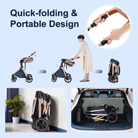 Poussette de luxe 3 en 1 pour bébé, landau Portable pliable, voiture de paysage haut pour nouveau-né, poignée réglable, voyage 8