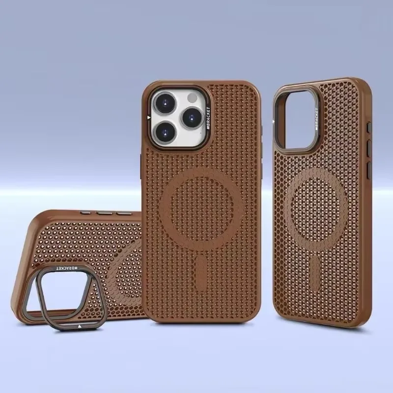 Honeycomb Mesh Cooling MagSafe Case with Alloy Lens Bracket and Wireless Charging Cover