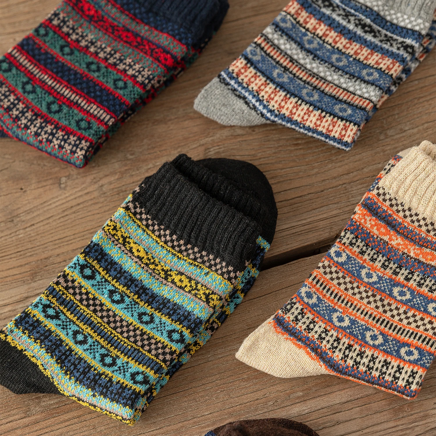 5 Paare/los Neue Witner Männer Socken Frauen Liebhaber Socken Dicke Warme Wolle Socken Vintage Socke Bunte Geschenk Freie größe EUR 37-43 – Detail 3
