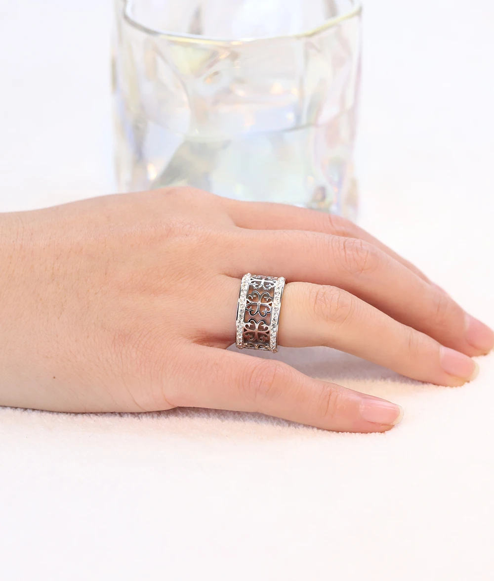 Wedding Rings For Women Rose Gold Color Stainless Steel 2 Row Zircon Crystal wedding rings,finger rings,womens ring,jewelry rings,ring jewelry,cubic zircon ring