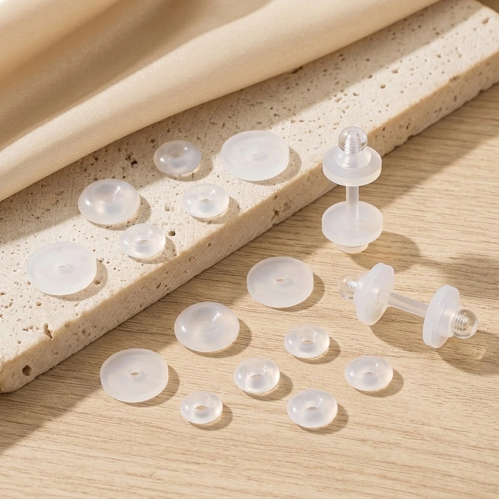 50 Stück Silikon-O-Ring-Heilscheiben, flache Abstandshalter-Unterlegscheiben gegen Hyperplasie für Ohrringe, Körperpiercing, Schmuckherstellung – Detail 1