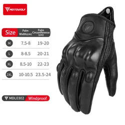 Unisex Premium Leather Motorcycle Riding Gloves with Touchscreen Capability - XXL (Black windproof)