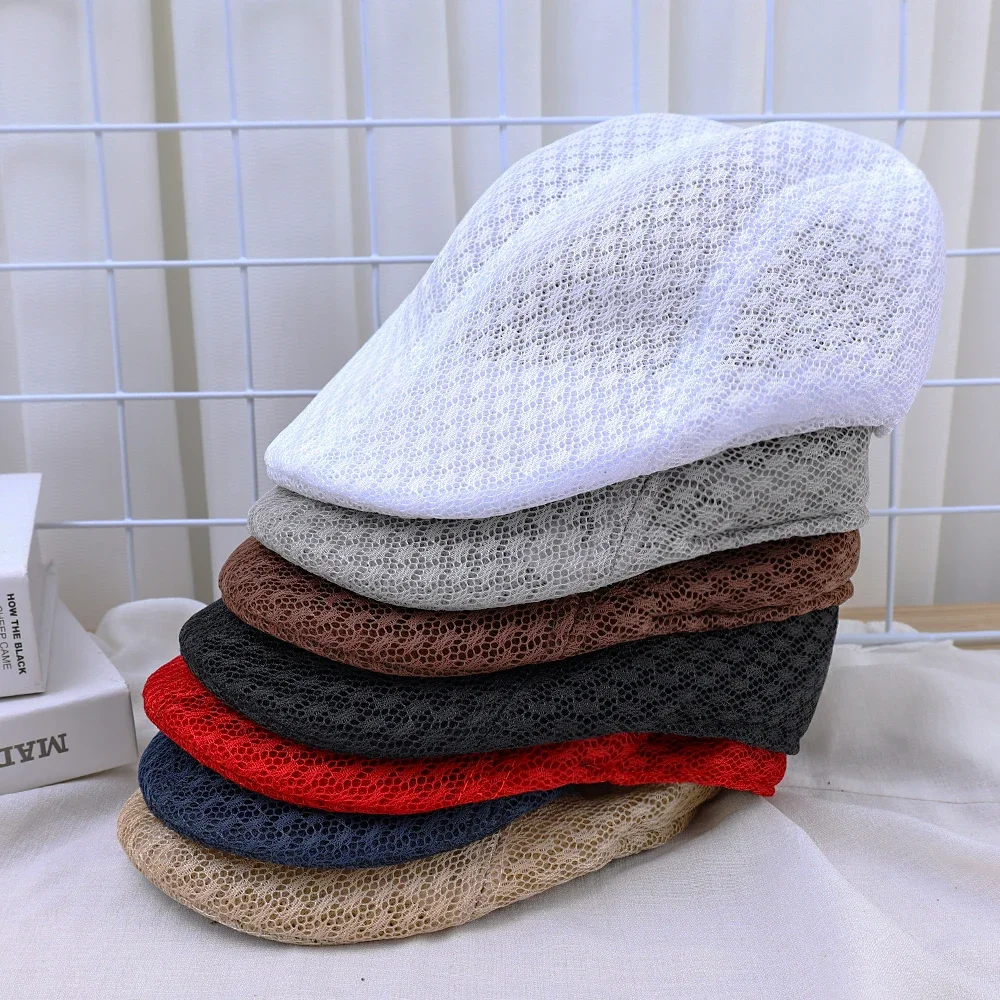 Summer Breathable Berets Men Soft Cotton and linen Hat Windproof Street Beret Hat Retro England Hats Peaked Painter Caps