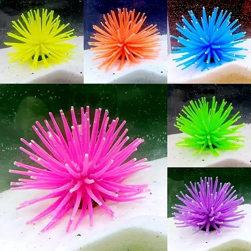 Luminous Simulation Sea Anemone Sea Urchin Silicone Color Coral Plant Aquarium Fish Tank Landscaping Decoration Home Ornaments fish tank ornaments mini landscape ornaments artificial aquarium plants fish tank decorations aquarium ornaments