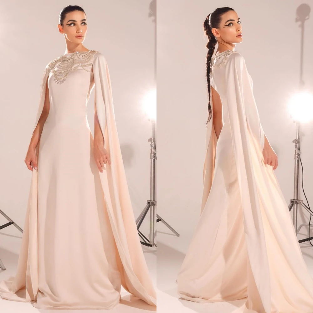 Prom Dress Prom Dress Saudi Arabia Classic Modern Style Formal Evening High Collar A-line Beading Satin Bespoke Occasion Dresses thinyfull formal prom evening dresses sweetheart sequins high split party dress silver a line stain cocktail gowns saudi arabia