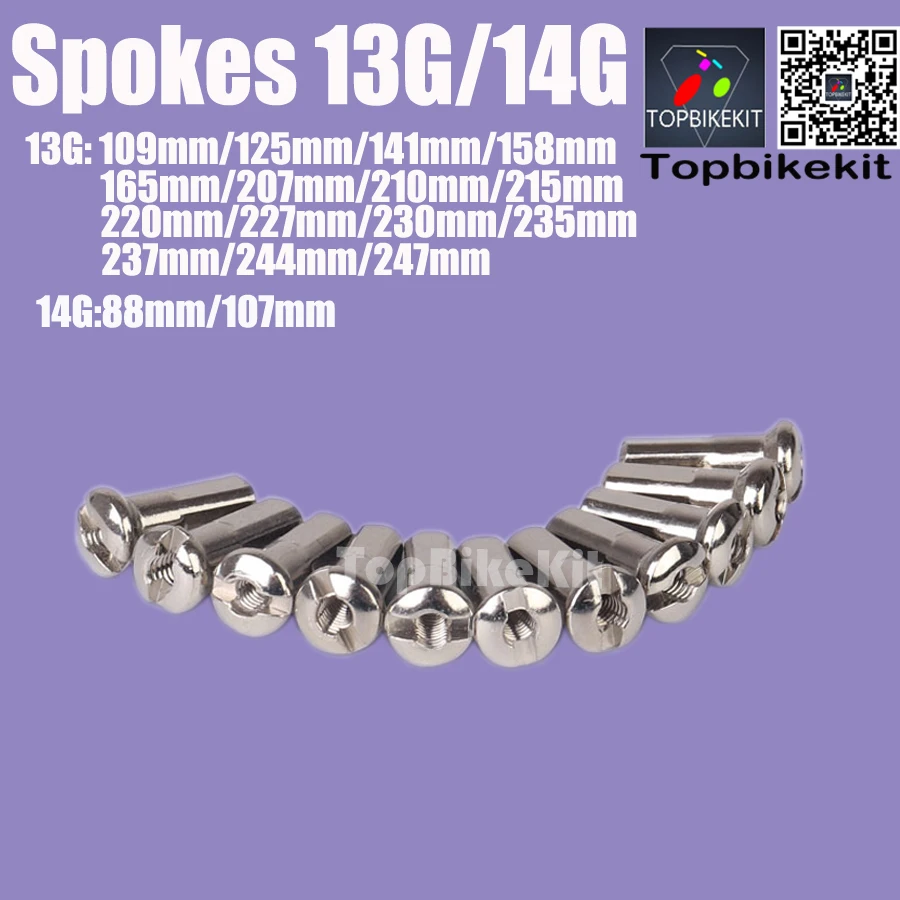 14G Black Bike Spokes 207mm Length - 304 Stainless Steel Wheel Spoke Kit With Nipples For Mountain & City Bicycles