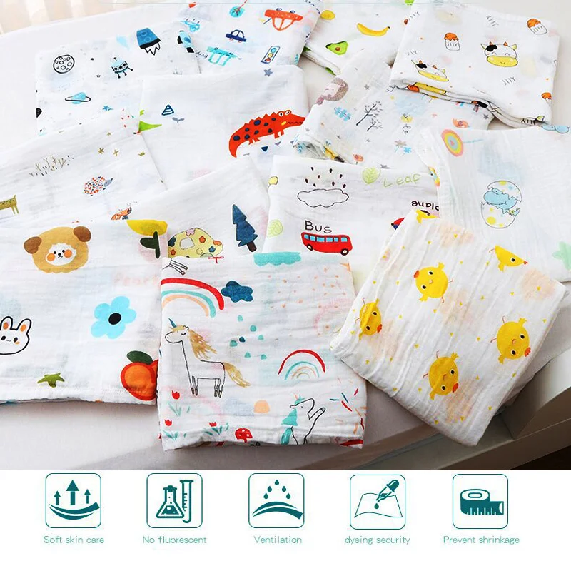 Baby Blanket Swaddle Wrap Infant Feeding Burp Cloth Towel Scarf 70x70cm Organic Cotton