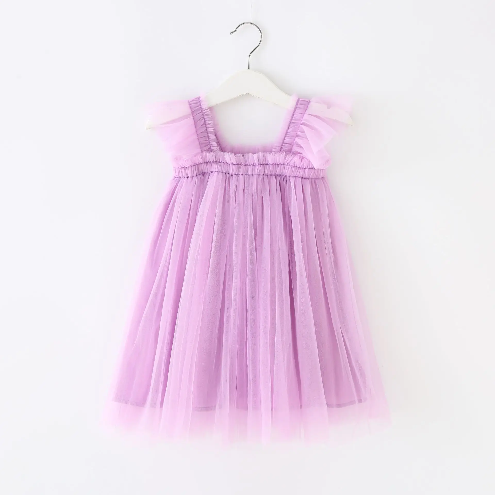 Summer Baby Girl Dress girls dress baby girl dress Solid Color Flying Sleeves Mesh Slings Cute Princess Ball Gown Skirt