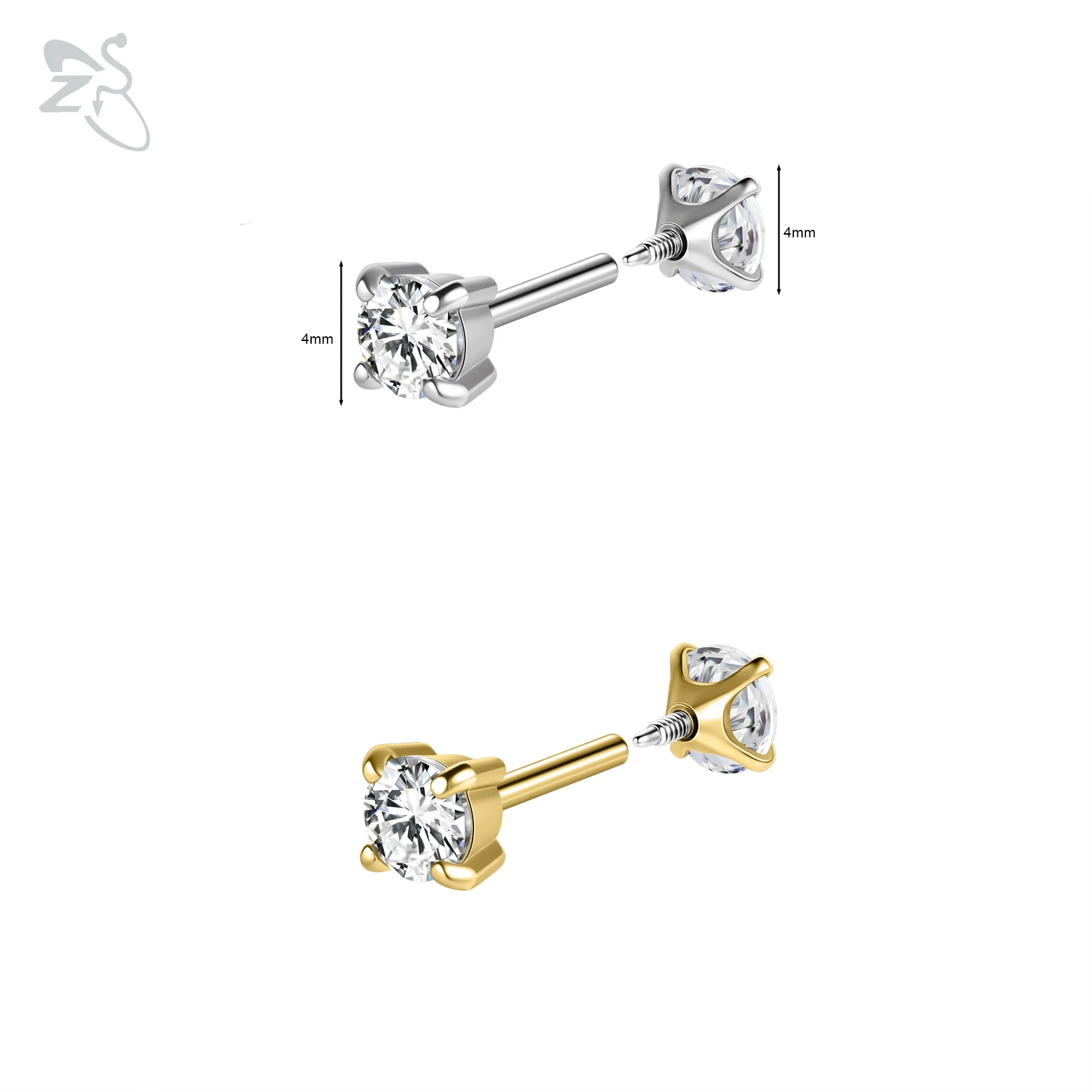ZS 1개 16G/18G 스테인리스 스틸 라브렛 립 링 내부 나사형 립 스터드 무당벌레 나비 귀걸이 6mm/8mm 연골 귀걸이