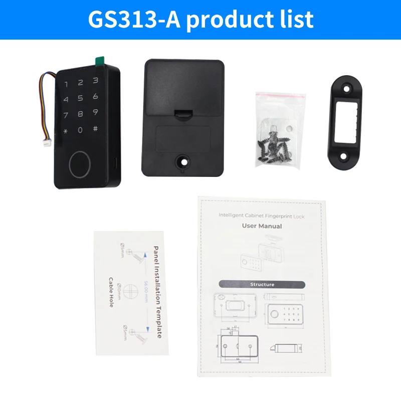GS313 Tuya APP Fingerprint Smart Drawer Cabinet Invisible Lock RFID Card NFC Unl