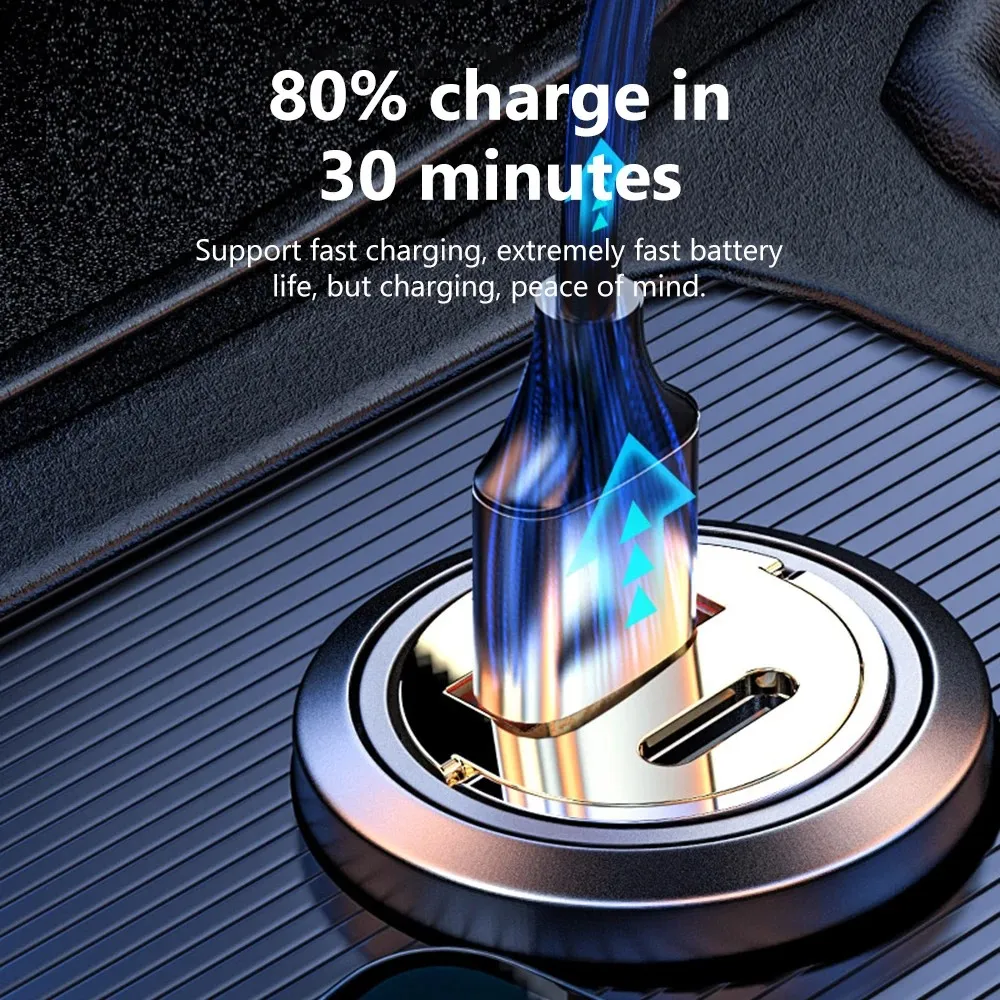 Caricabatteria da auto 120W USB C ricarica Super veloce PD QC3.0 Pull Ring tipo C adattatore per caricabatterie da auto USB per Huawei Xiaomi Iphone - Image 3