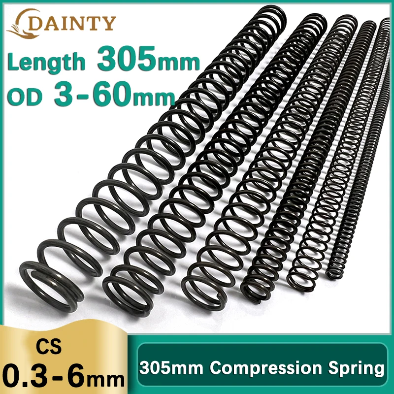 Compression Spring Black Steel Pressure Length 305mm Wire Diameter 0.3-6mm OD 3-60mm