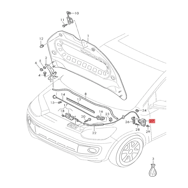 Car Hood Release Grip Handle & Bracket for-Polo Golf 5 6 Passat B6 B7 CC Jetta Tiguan Q3 UP 1K1823633B 1J1823533C,car hood release grip