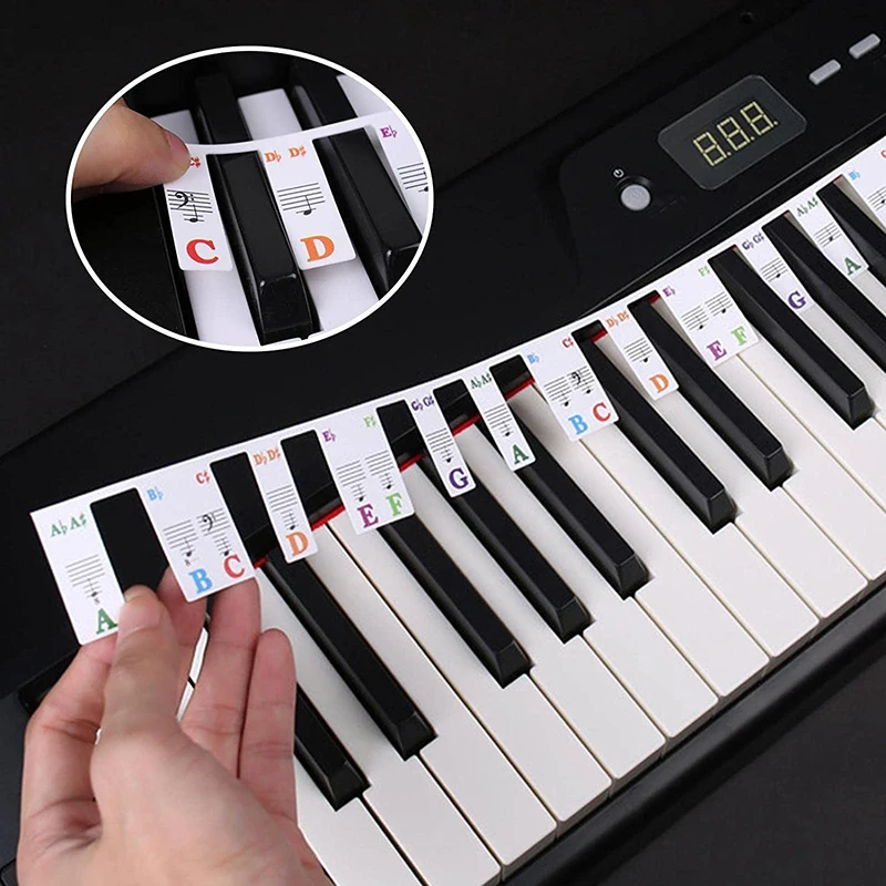Piano Stickers 61 Keys 88 Keys Removable Piano for KEY Labels Piano Keyboard Stickers Rake Notes Marker Overlay for Fingering