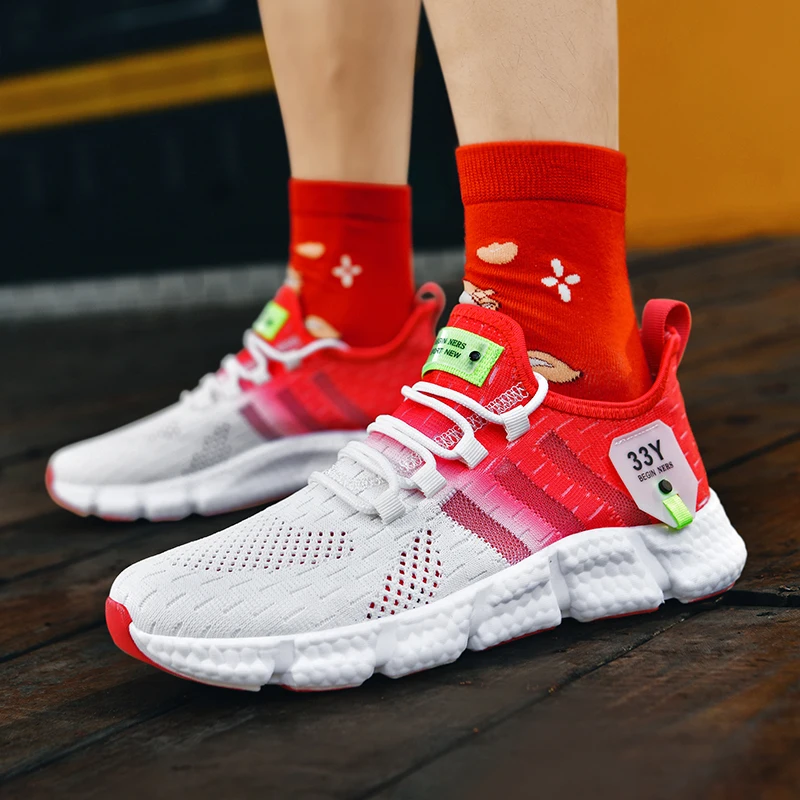 Classic Knit Sneakers Men Women Summer Breathable Lightweight Men's Running Shoes Fashion Mixed Colors Casual Sports Shoes Man