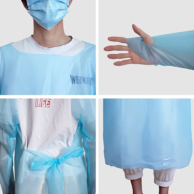 Disposable Protection Apron Thicken Workwear Dustproof Factory Clothes Long Sleeve Cooking Uniform for Men Women Work Smock