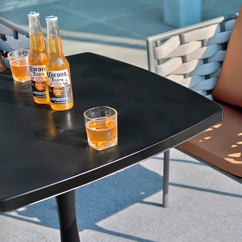 Outdoor rectangular plastic wood single table Commercial coffee shop Villa garden casual milk tea shop Dining