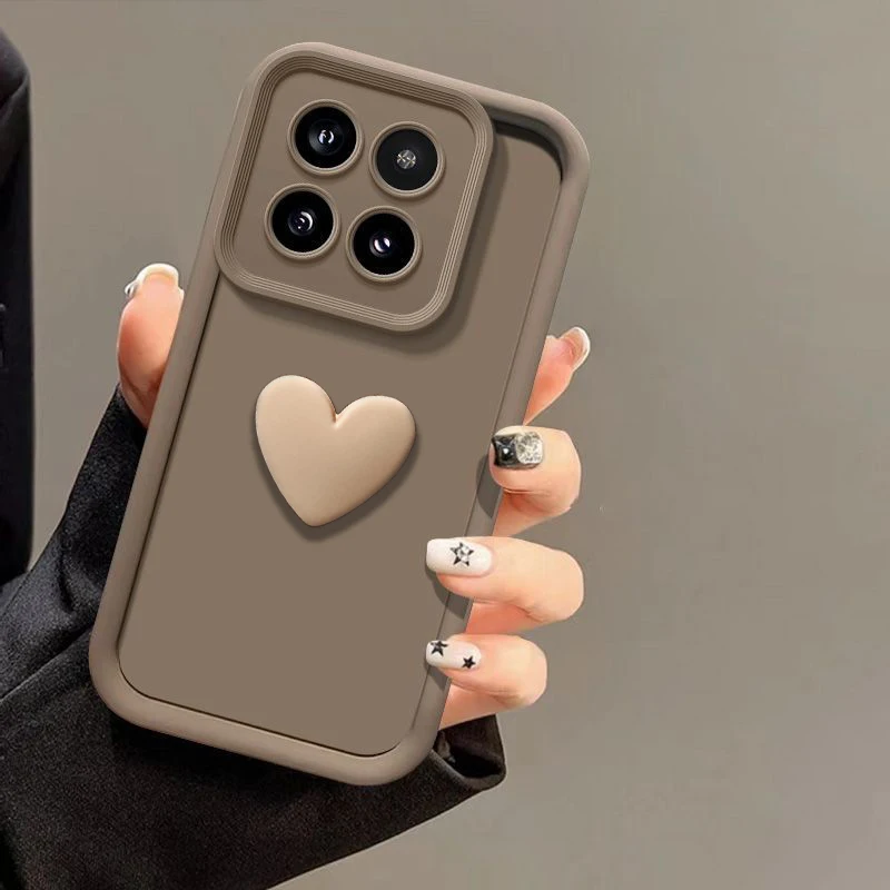 Cute Love Heart Soft Silicone Matte Coffee Back Cover